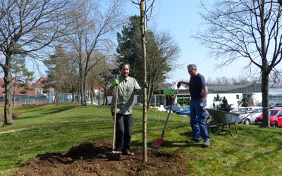 Neue Bäume wurden überall auf dem Gelände von Sankt Elisabeth gepflanzt (Foto: KJF/privat)