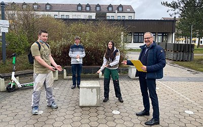 von links nach rechts: Teilnehmer Chris Mangold, Pastoralreferent Christoph Hausladen, Teilnehmerin Jasmin Pierchtner und Gesamtleiter Otto Knauer. 